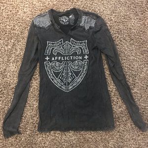Long sleeved Rhinestone Affliction T-shirt
